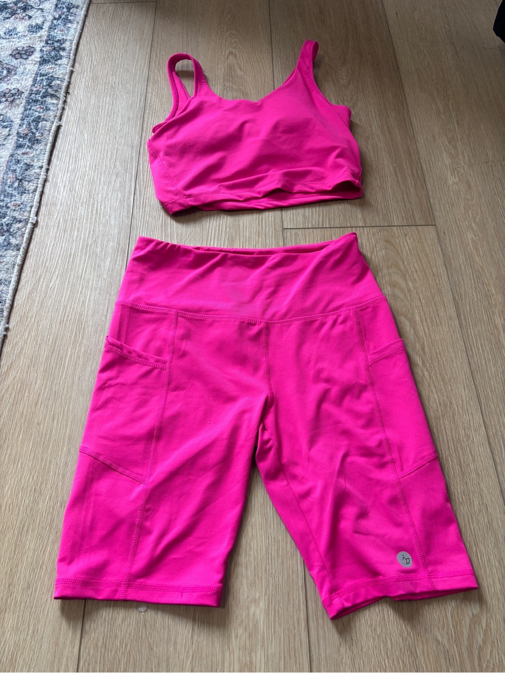 Hot Pink Women's Crop Tank Top & Matching Short set- Stretch Support